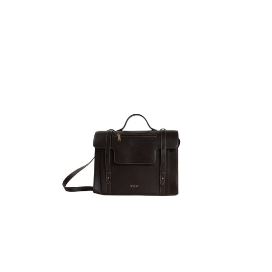 Veganluxe Lifestyle Private Limited Munim laptop bag in black with sleek design and adjustable shoulder strap, suitable for work or travel.