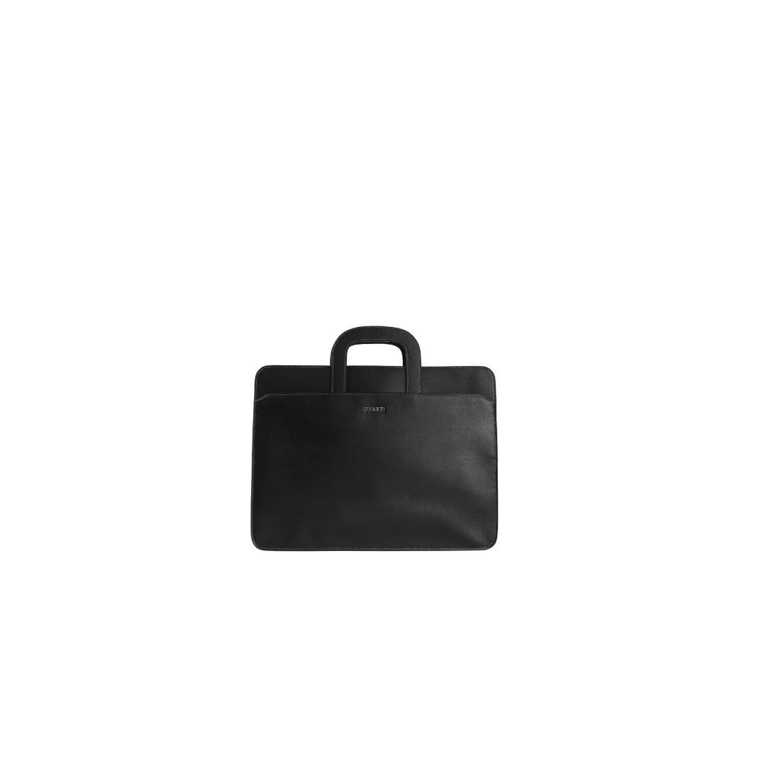 VYAKTI INDIA laptop bag briefcase with sleek black design, sturdy handle, and multiple compartments for professional use.