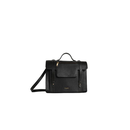 Veganluxe Lifestyle Private Limited Munim laptop bag in black with sleek design and sturdy handles, ideal for professional use.