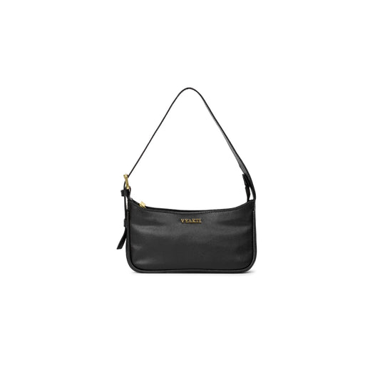 Veganluxe Lifestyle shoulder bag in black leather with sleek design and adjustable strap, stylish for everyday use.