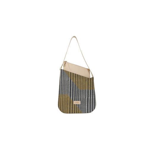 VYAKTI INDIA shoulder bag with woven design and leather strap, stylish and functional accessory for everyday use.