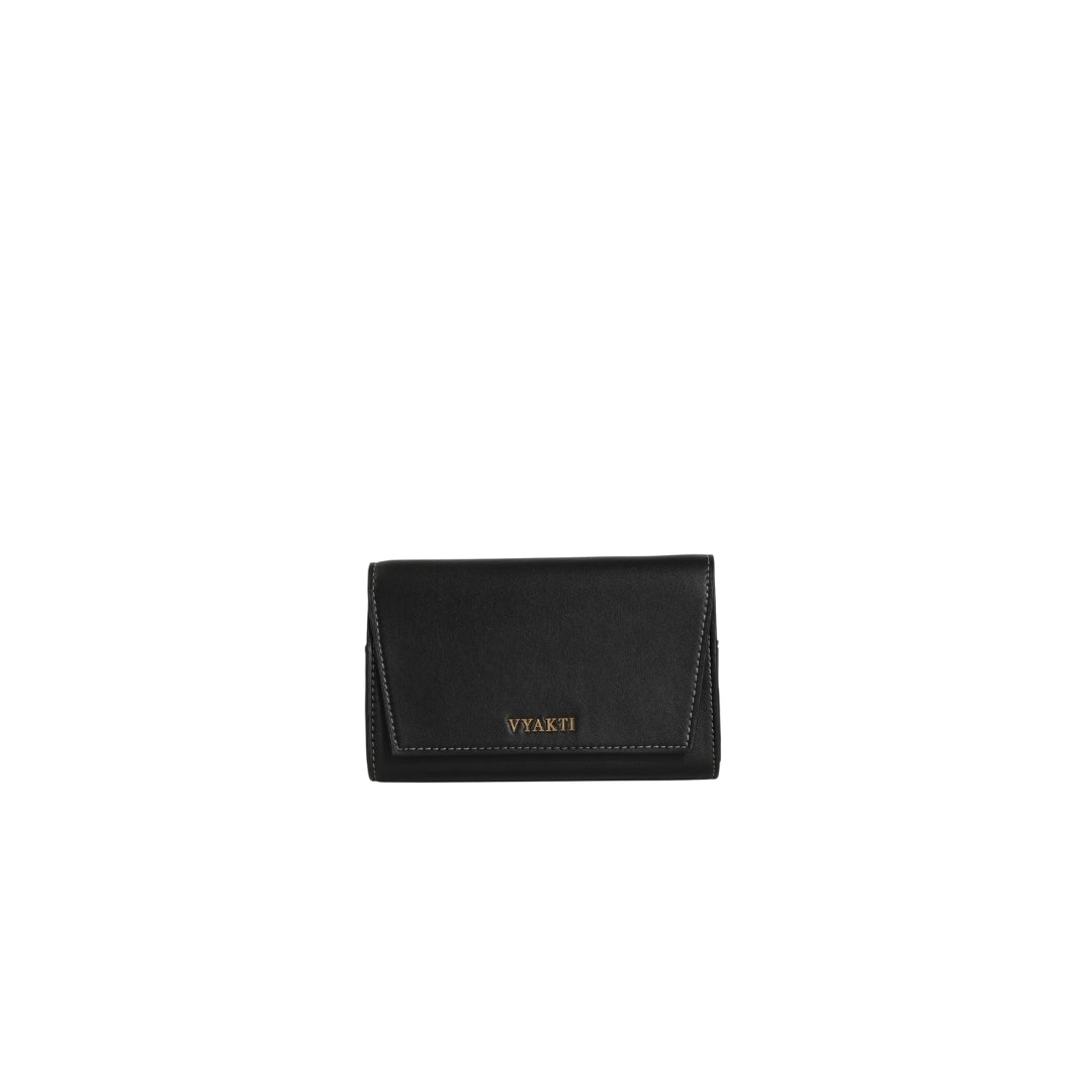 Veganluxe Lifestyle Private Limited women's vegan wallet with multiple card slots and sleek design, in black leather finish.