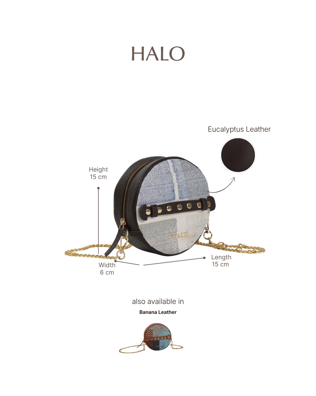 VYAKTI INDIA Halo crossbody bag with sleek design, featuring a spacious main compartment and adjustable strap.